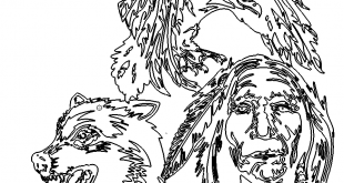 Adler Indianer und Wolf