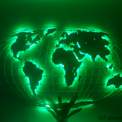 Weltkarte mit Gitter Gruen beleuchtet Weltkarte mit Gitter Gruen beleuchtet