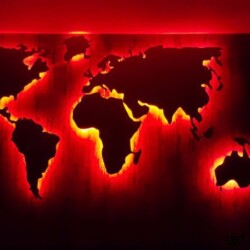 Weltkarte Rot beleuchtet1 Weltkarte Rot beleuchtet