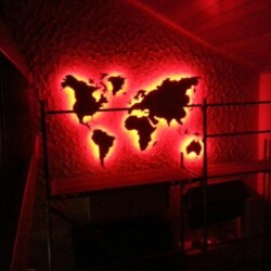 Weltkarte Rot beleuchtet Weltkarte Rot beleuchtet