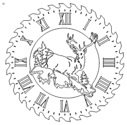Uhr mit Hirsch - Sawblade Clock