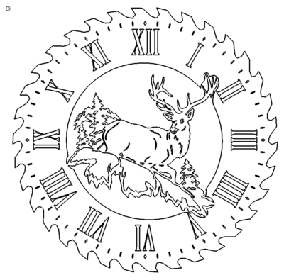 Uhr mit Hirsch - Sawblade Clock
