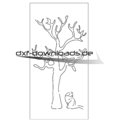 Sichtschutzwand Baum mit Katze Zaunelement Stahl Metall