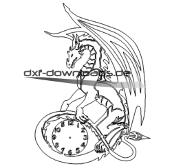 Drachen mit Uhr - Dragon with clock