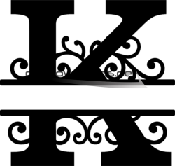 Geschwungenes Monogramm Buchstabe K