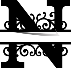 Geschwungenes Monogramm Buchstabe N