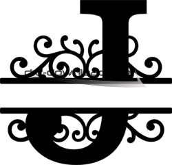 Geschwungenes Monogramm Buchstabe J