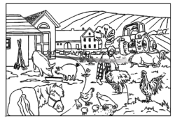 Bauernhof Bild mit Doppellinien - Farm image with double lines