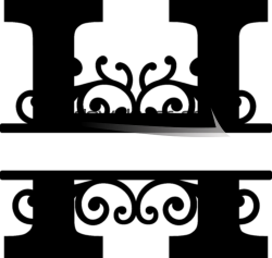 Geschwungenes Monogramm Buchstabe H