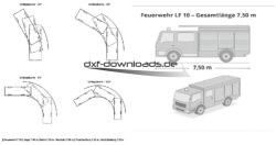 Schleppkurve Feuerwehr LF 10 (ca. 7,5 m)