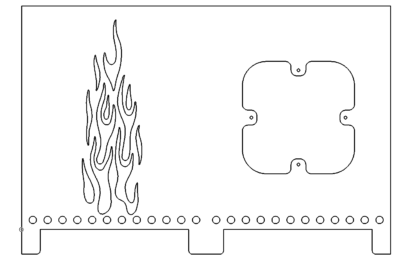 Feuerkorb mit Flammen und Löchern - Fire basket with flames and holes