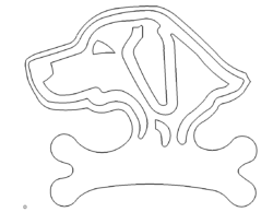 Hundkopf auf Knochen Schild - Dog head on Bone Shield