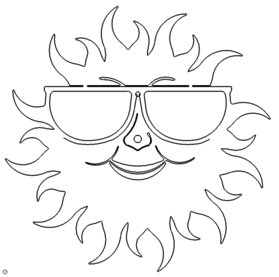 Uhr Sonne mit Brille - Clock sun with glasses