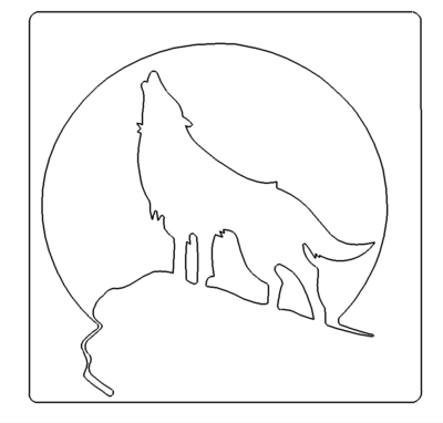 Wolf mit Mond im Hintergrund - Wolf with moon in the background