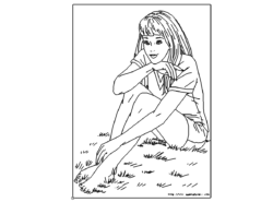 Mädchen sitzt im Gras - Women sit on gras