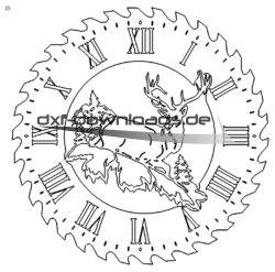 Uhr mit Hirsch - Sawblade Clock