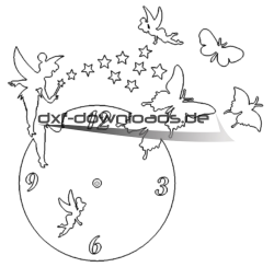 Uhr mit Schmetterling & Fee - Clock with butterfly and fairy