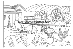 Bauernhof Bild mit Einzellinien - Farm image with single lines