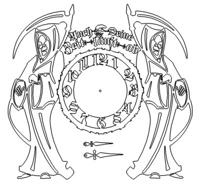 Uhr mit Sensenmann Tod - Clock with Grim Reaper Death
